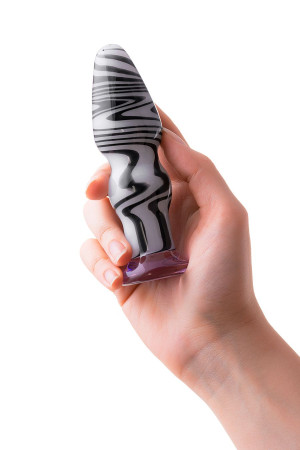 Массажер из стекла рельефный бело - черный 11,6 см Sexus Glass
