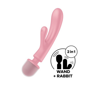 Вибромассажер - кролик + WAND Triple Lover (розовый)  Satisfyer
