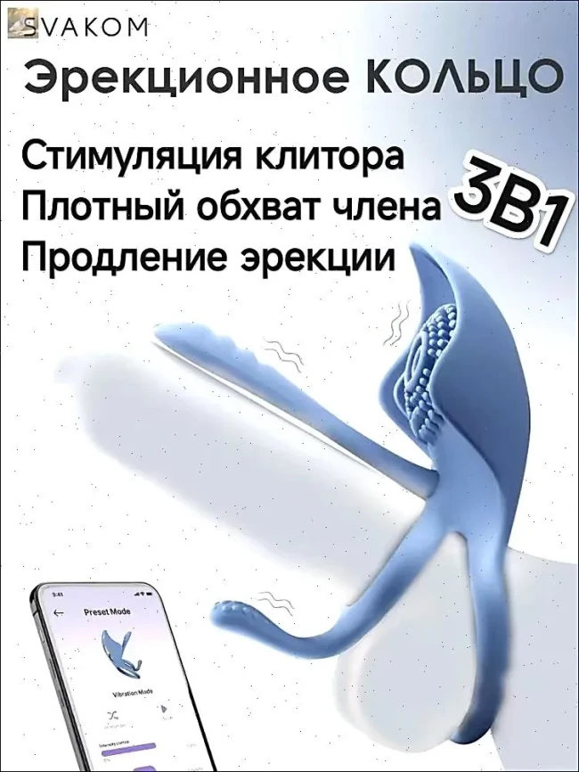 Двойное эрекционное кольцо с усиленной стимуляцией клитора Barzillai SVAKOM (голубой) Двойное эрекционное кольцо с усиленной стимуляцией клитора Barzillai SVAKOM (голубой)