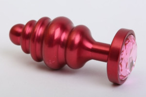 Пробка металл 7,3х2,9см фигурная красная розовый страз 47426-MM