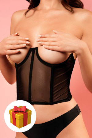 Корсет с косточками и открытой чашкой (пэстисы в подарок)S/M   42-46